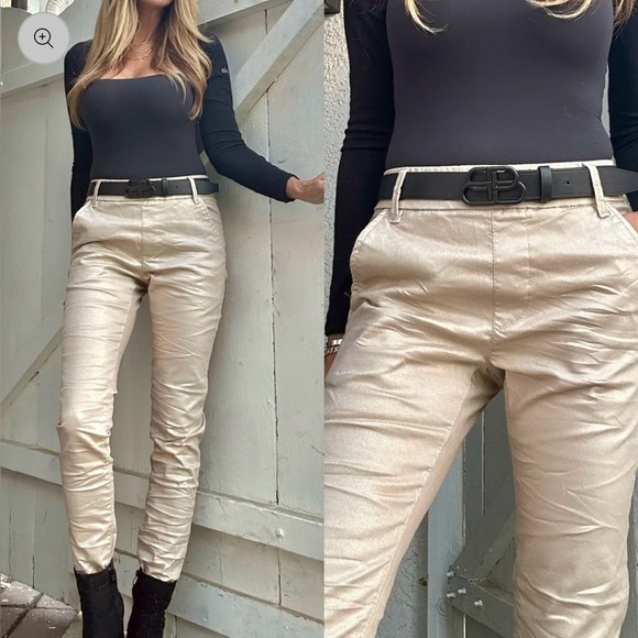 NEW Bevy Flog Dafna Beige/Gold Speck Sold Out Pull Out Straight Pants Size 27 - Picture 11 of 11